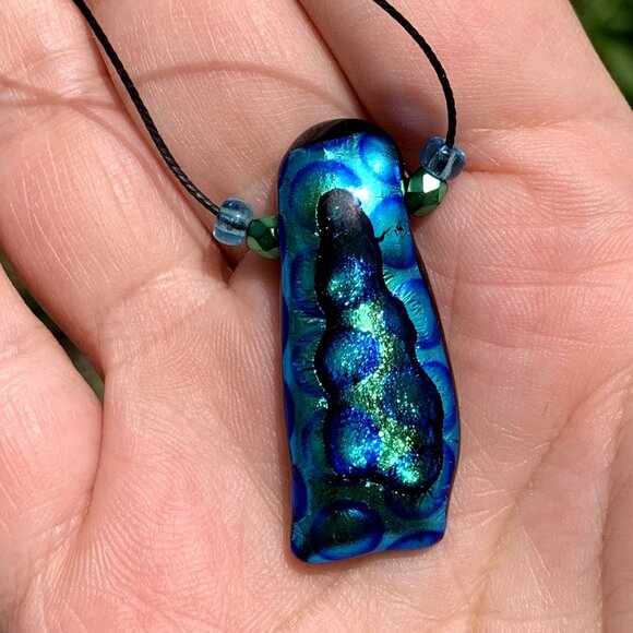 Italian Linea UR Khan Dichroic Glass Jewelry 3pc Set - Picture 6 of 15